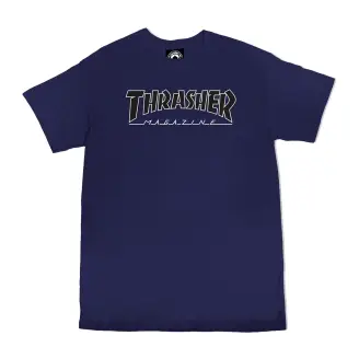 Thrasher Outlined Navy T Shirt - T-shirts